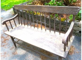 Vintage Weathered Deacon Bench