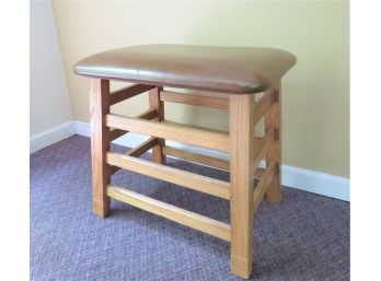 Large Oak Bench With Padded Top
