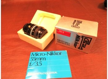 Micro Nikkor 55mm F/3.5 Lens With Box