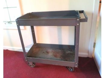 Antique Metal Cart On Wheels With Handle