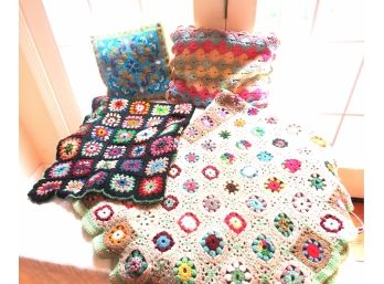 Hand Crochet Blankets And Throw Pillows