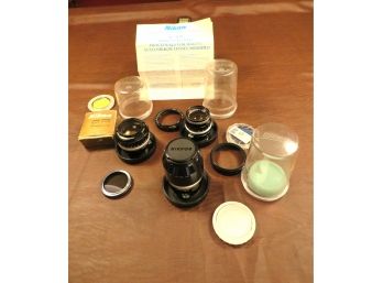 Vintage Trio Of Nikon Nikkor Lens With Info Sheet