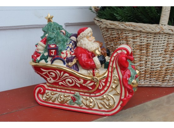 Fabulous Christopher Radko Cookie Jar - Santa's Sled