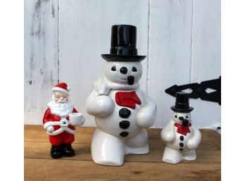 Christopher Radko Ceramic Snowmen, Santa