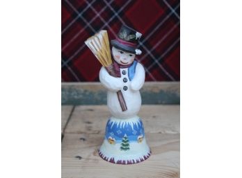 Handmade German Wood Snowman Bell From Neiman Marcus
