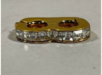 Signed KJL Kenneth J Lane Gold Tone Rhinestone Clasp Slide