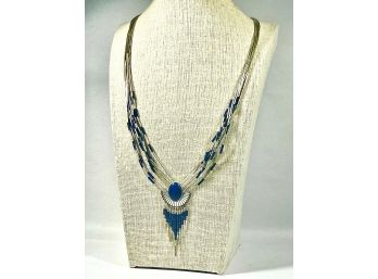 Designer Sterling Silver Lapis Stone Artisan Necklace