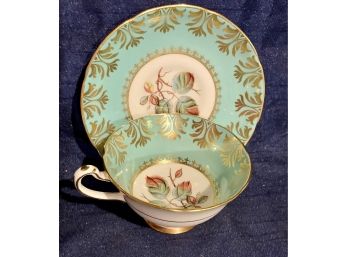 Royal Grafton Fine Nobel China Teacup And Saucer Made In England 'studio Leaf' In Blue