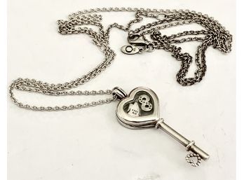 Pandora Sterling Silver Necklace With Key Charm