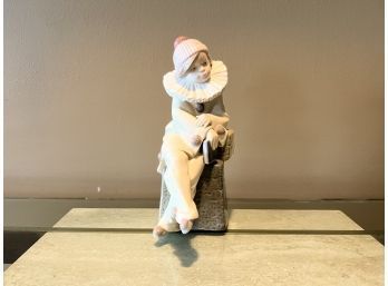 Lladro Little Jester #5203 Sitting Clown With Book