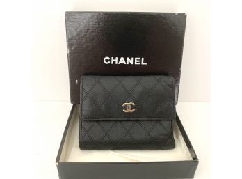 Vintage Chanel Leather Wallet With Original Box