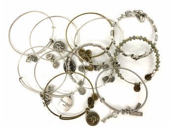 Collection Of 11 Alex & Ani Motto Bangle Bracelets