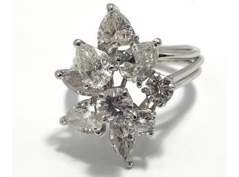 Platinum & Cluster Diamond Ring - Size 6 3/4 - 2.08 TCW And 4.6 Gross Dwt