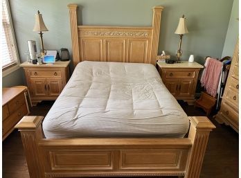 Cerused Oak Carved Queen Bed Frame (frame Only)