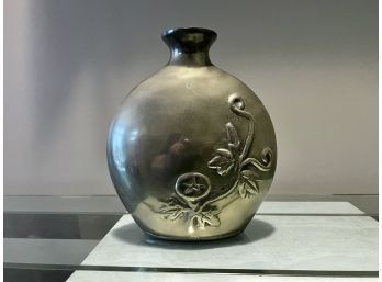 Vintage Solid Brass Flower Vase Hand Crafted In Korea