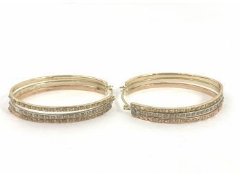 Pair Of 14K Tri-Colored Gold Pierced Hoop Earrings - 1.6 DWT