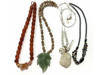 Group Of Four Fine Quality Stone & Crystal Necklaces