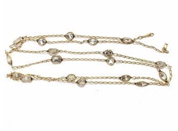 14K Gold Long Chain With CZ Stones -10.5 Gross Dwt