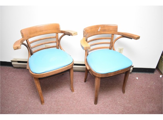 Pair Of Blue Vinyl Chairs