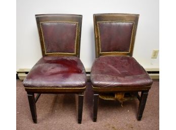 Pair Of Leather Nail Head Chairs