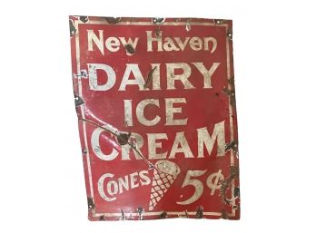 Antique New Haven Dairy Ice Cream Steel Sign