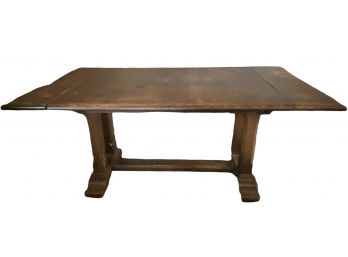 Antique Distressed Oak Double Pedestal 70' Dining Table With Extenders