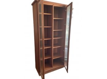 Danish Modern Cabinet With Glass Doors And Adjustable Shelving 33' X 15.5' X 76'