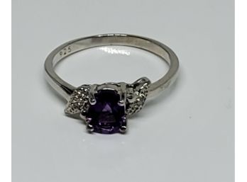 Stunning 4/5 Ctw Amethyst And Diamond Accent Sterling Silver Ring