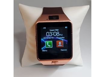 Rose Gold Tone And Brown Rubberband Smart Watch