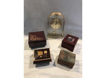 4 Music/Jewelry Boxes And Seiko Clock