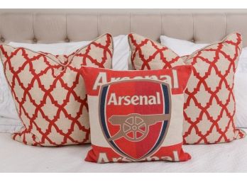 Pair Of Villa Pillows And Arsenal Soccer Crest Pillow