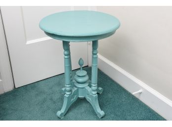 Vintage Turquoise Painted Wood Accent Table