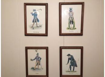Set Of Four Old Style Humerous Golf Prints