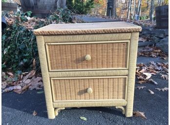 Henry Link Wicker Two Drawer Night Table/Commode