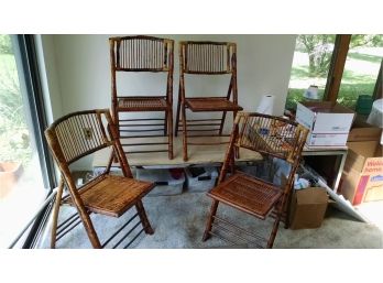 Nice Set Of 4 Bamboo Folding Chairs