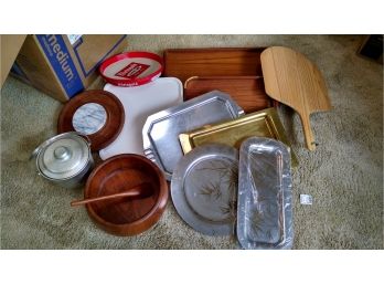 Lot Of Food Serving Trays And Tools