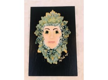 Unique Ceramic Artwork - 'The Face With Green Eyes'