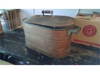Copper Storage Bin And Lid - Antique Condition!