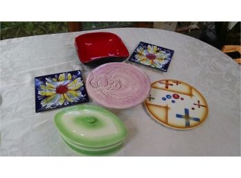 Lot Of 6 Artistic Serving Items