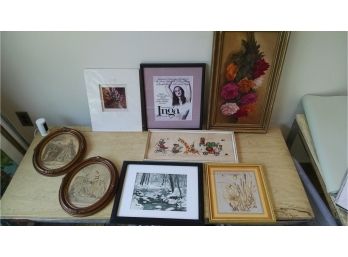 Lot Of 8 Pictures In Frames
