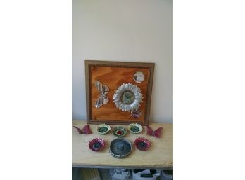 Lot Of Large 3D Flower Art And Ceramic Art Pieces