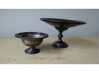 Sterling Silver Candy Bowl & Sterling Weighted Cake Plate