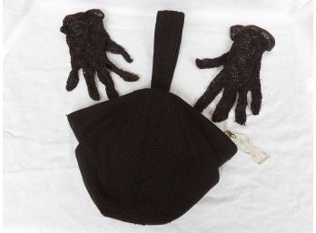 Vintage Genuine Corde Purse And Matching Lace Gloves