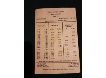 1962 United Traction Company, Beman Park Line, Route 'P' Schedule