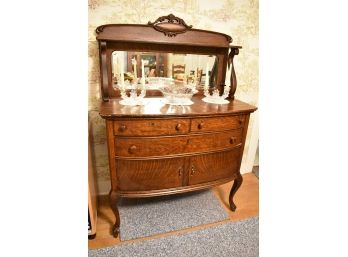 Vintage Tiger Oak Sideboard/Buffet With Mirror