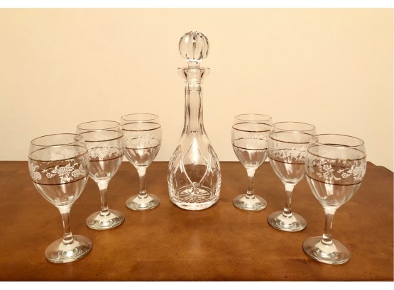 Waterford Crystal Decanter And 6 Glasses