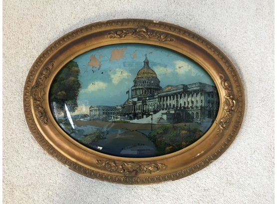 US Capitol  Building Print In Wooden Gold Frame