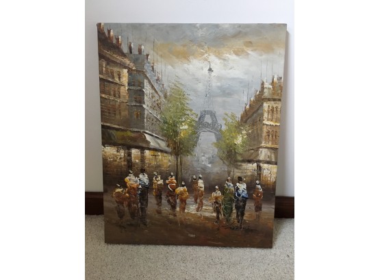 Original Oil On Canvas Of Paris Street Scene - Signed