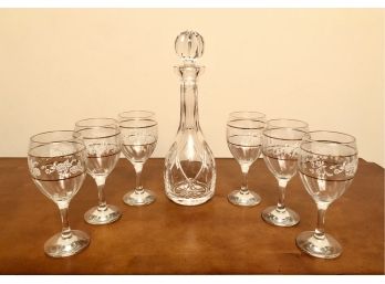 Waterford Crystal Decanter And 6 Glasses