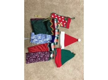 Assortment Of Holiday Hats & Bottle Gift Bags